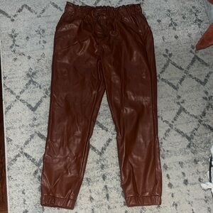 Faux leather jogger